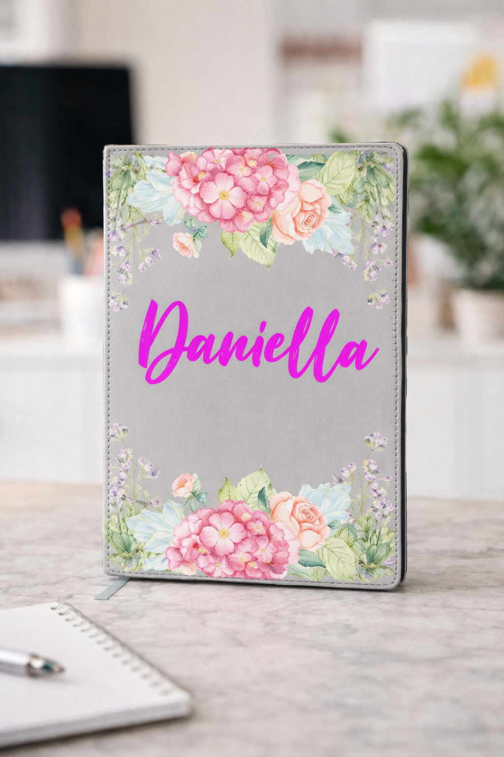 A5 Personalized Floral PU Leather Notebook