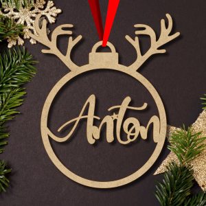 Personalized Christmas Baubles Large Antlers