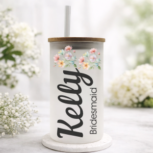 Floral Frosted Glass Bridesmaid Tumbler
