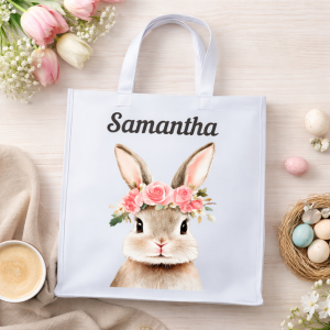 Easter Bunny Name Tote Bag Girls